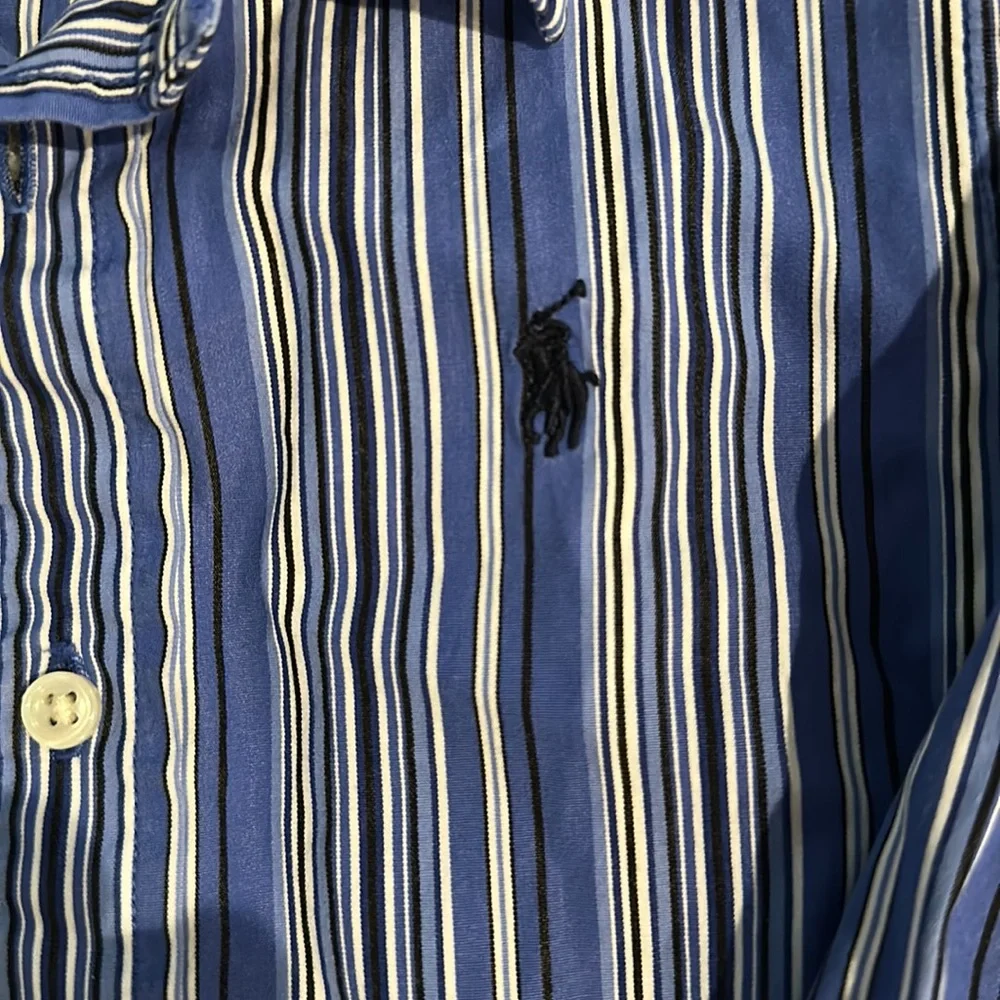 Ralph Lauren Boys blue and white stripe shirt 24 months nwot